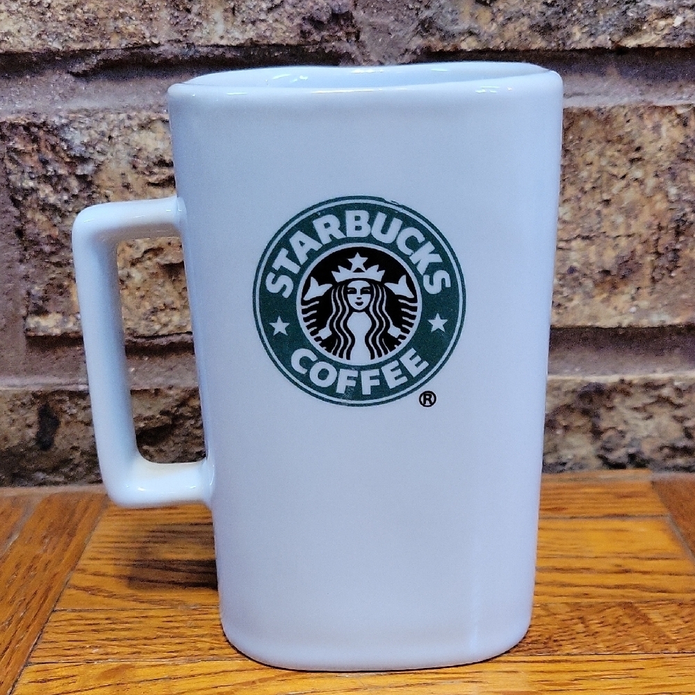 Starbucks 2007 12 oz White Rectangle Mug